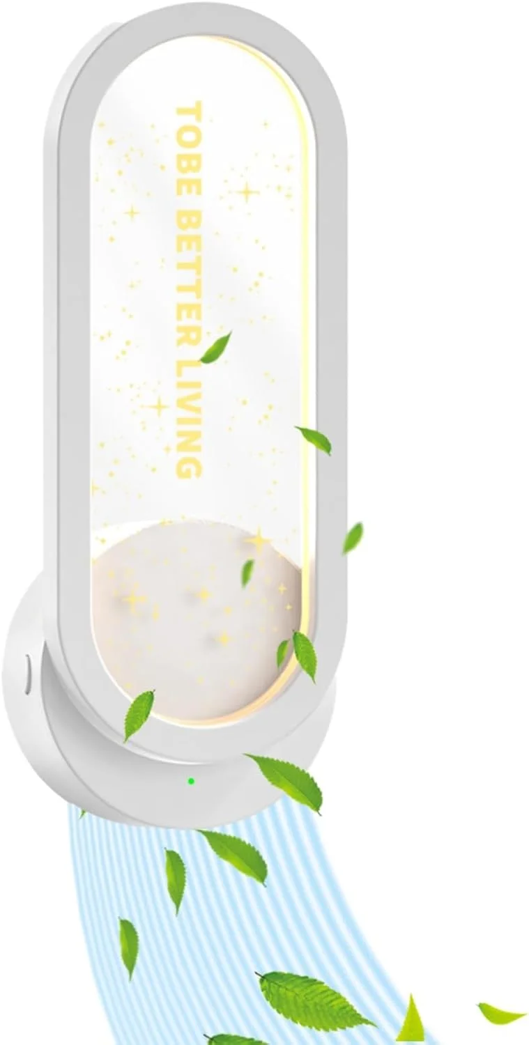 دستگاه تصفیه هوا پلاگین با چراغ خواب - خوشبو کننده هوای یونی برای خانه، از بین برنده بوی حیوانات خانگی، بوی آشپزخانه، دود و گرد و غبار - ژنراتور یون منفی قابل حمل، سفید