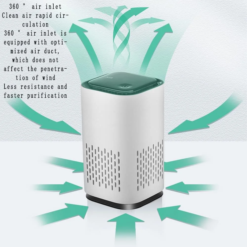 دستگاه تصفیه هوای قابل حمل URbazaar، تصفیه کننده هوای خودرو با فیلتر HEPA، استریلیزه کننده هوا، دستیار سالم، تصفیه کننده، عملکرد بی صدا و دارای 7 چراغ LED رنگی برای اتاق خواب، خانه و دفتر کار