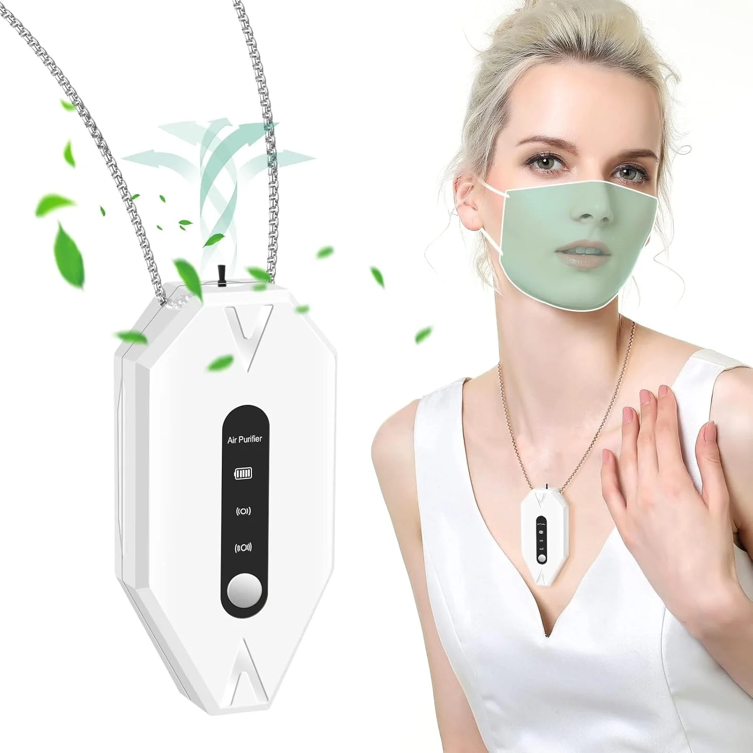 گردنبند تصفیه کننده هوای شخصی قابل حمل NALACAL، تصفیه کننده هوای کوچک خانگی، تصفیه کننده هوای مسافرتی پوشیدنی برای دفتر، اتاق خواب و ماشین، سفید گردنبند تصفیه کننده هوای شخصی قابل حمل NALACAL، تصفیه کننده هوای کوچک خانگی، تصفیه کننده هوای مسافرتی پوشیدنی برای دفتر، اتاق خواب و ماشین، سفید