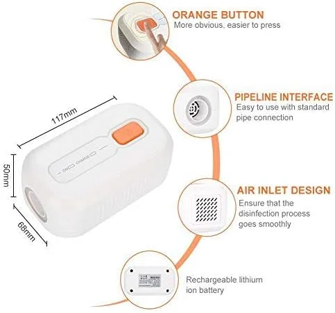 دستگاه ضد عفونی کننده و پاک کننده، دستگاه استریلیزه کننده و ضد عفونی کننده تهویه USB با ظرفیت 2000mAh، ضد عفونی هوا CPAP، استریلیزاسیون اوزون برای ماسک لوله دستگاه، دارای گواهینامه CE.FCC