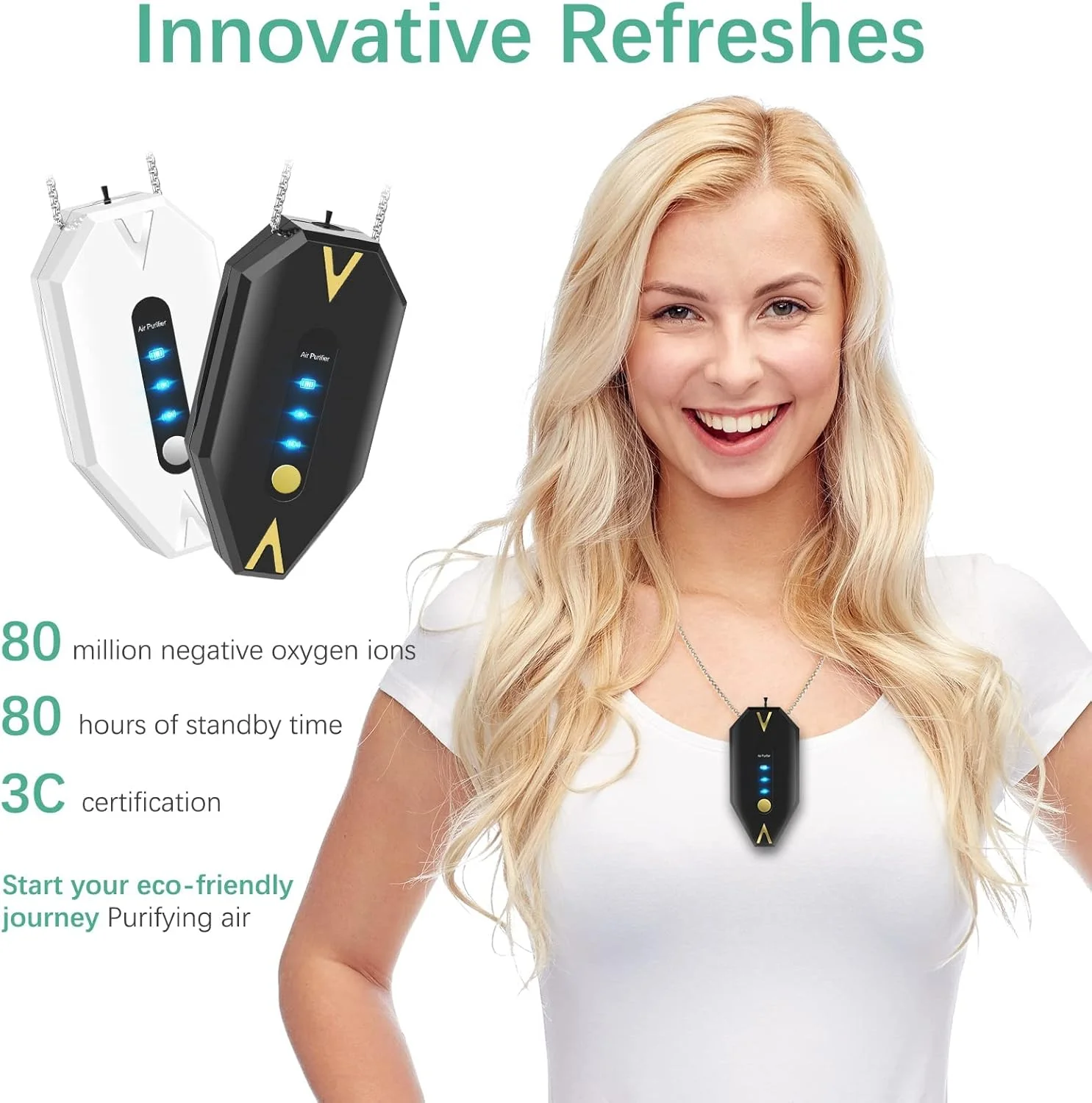 گردنبند تصفیه کننده هوای شخصی قابل حمل NALACAL، تصفیه کننده هوای کوچک خانگی، تصفیه کننده هوای مسافرتی پوشیدنی برای دفتر، اتاق خواب و ماشین، سفید گردنبند تصفیه کننده هوای شخصی قابل حمل NALACAL، تصفیه کننده هوای کوچک خانگی، تصفیه کننده هوای مسافرتی پوشیدنی برای دفتر، اتاق خواب و ماشین، سفید