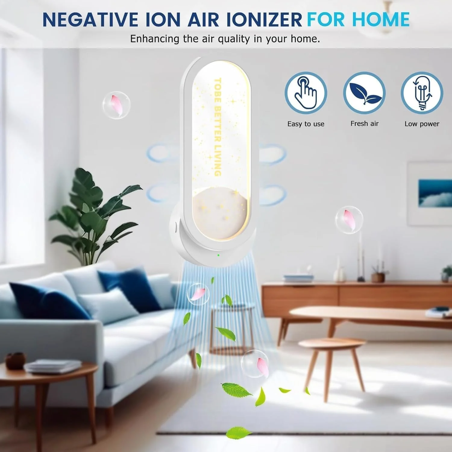 تصفیه کننده هوای کوچک پلاگین BIGTHREE، تصفیه کننده هوا 2 در 1 و چراغ خواب، پلاگین یونی قابل حمل برای بوهای حیوانات خانگی، دود و گرد و غبار، طراحی ستاره ای برای اتاق خواب، حمام و استفاده در هتل (پلاگین EU)