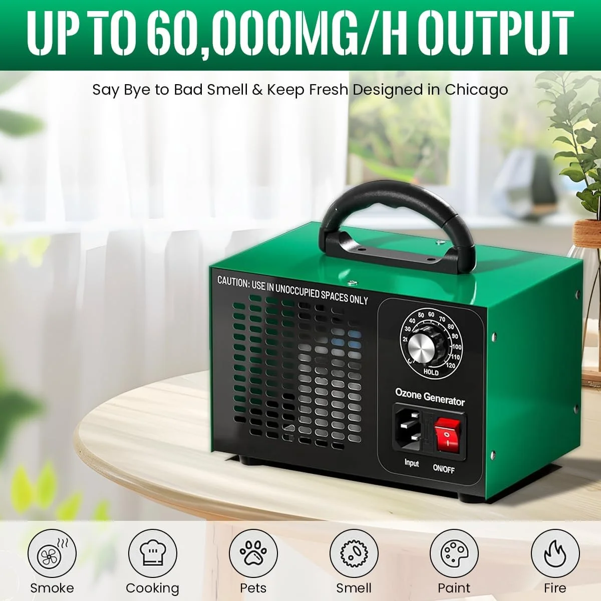 ژنراتور اوزون ELEPHANTBOAT® با خروجی بالا 60000 میلی گرم در ساعت، ژنراتور اوزون قابل حمل با دستگیره، ژنراتور اوزون خانگی با قابلیت اتصال و استفاده آسان برای حذف بو، رفع کپک و تصفیه هوا ژنراتور اوزون ELEPHANTBOAT® با خروجی بالا 60000 میلی گرم در ساعت، ژنراتور اوزون قابل حمل با دستگیره، ژنراتور اوزون خانگی با قابلیت اتصال و استفاده آسان برای حذف بو، رفع کپک و تصفیه هوا