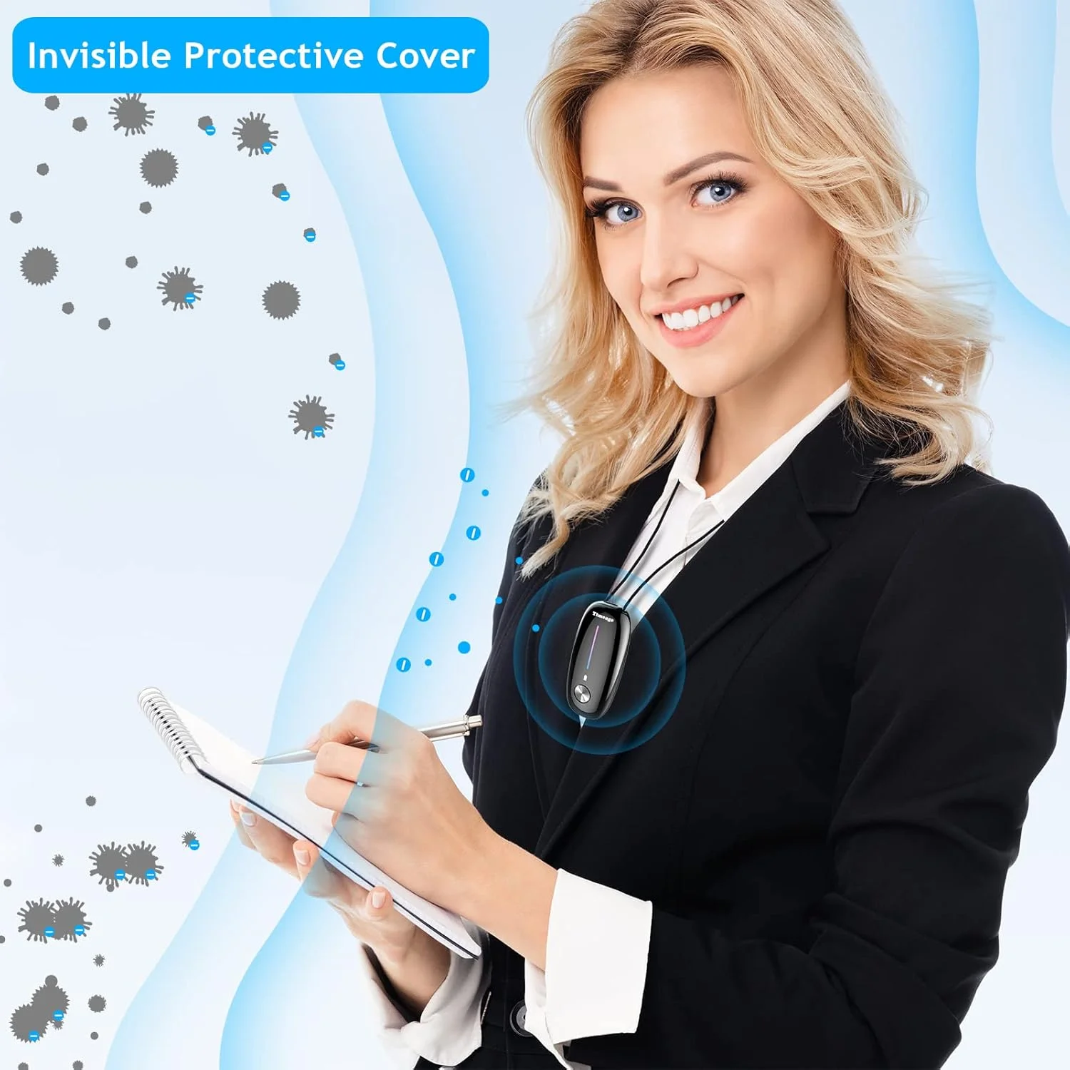 تصفیه کننده هوای شخصی تایم ایج، گردنبند تصفیه کننده هوای پوشیدنی، مینی یونیزه کننده هوای قابل حمل از بین برنده گرده، دود، گرد و غبار برای فضای باز و مسافرت (مشکی) تصفیه کننده هوای شخصی تایم ایج، گردنبند تصفیه کننده هوای پوشیدنی، مینی یونیزه کننده هوای قابل حمل از بین برنده گرده، دود، گرد و غبار برای فضای باز و مسافرت (مشکی)