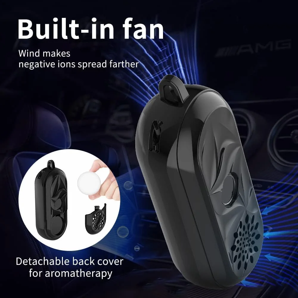 گردنبند تصفیه کننده هوای پوشیدنی NALACAL با صفحه نمایش LED، یونیزر شخصی قابل حمل و دماسنج دیجیتال، خوشبو کننده خودرو با قرص رایحه درمانی برای مسافرت، تصفیه کننده و خوشبو کننده هوای مینی همه در 1