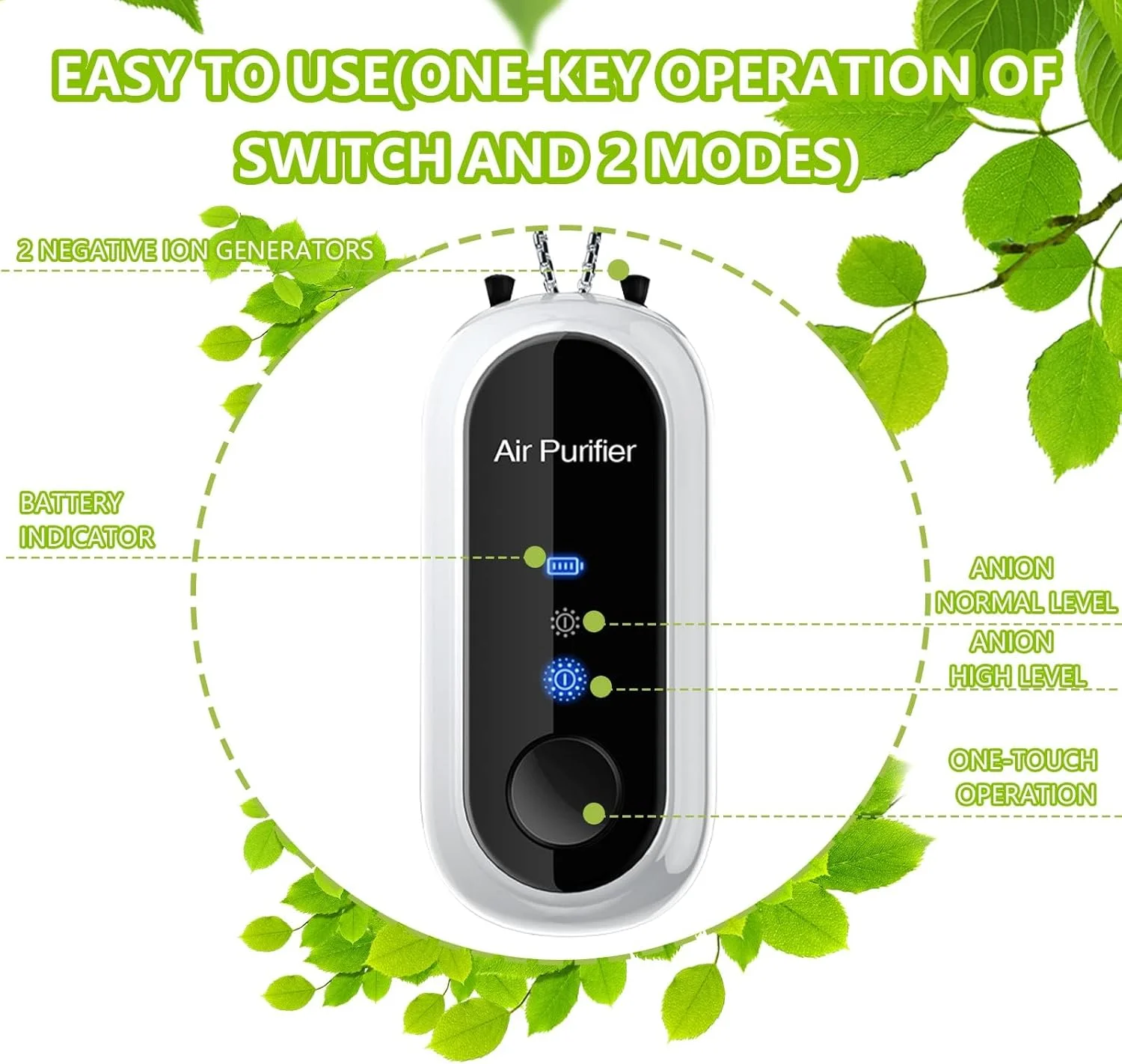 گردنبند تصفیه کننده هوای شخصی و قابل حمل NALACAL، ژنراتور یون منفی پوشیدنی، تصفیه کننده هوا برای خانه و مسافرت، یونیزر برای بزرگسالان و کودکان