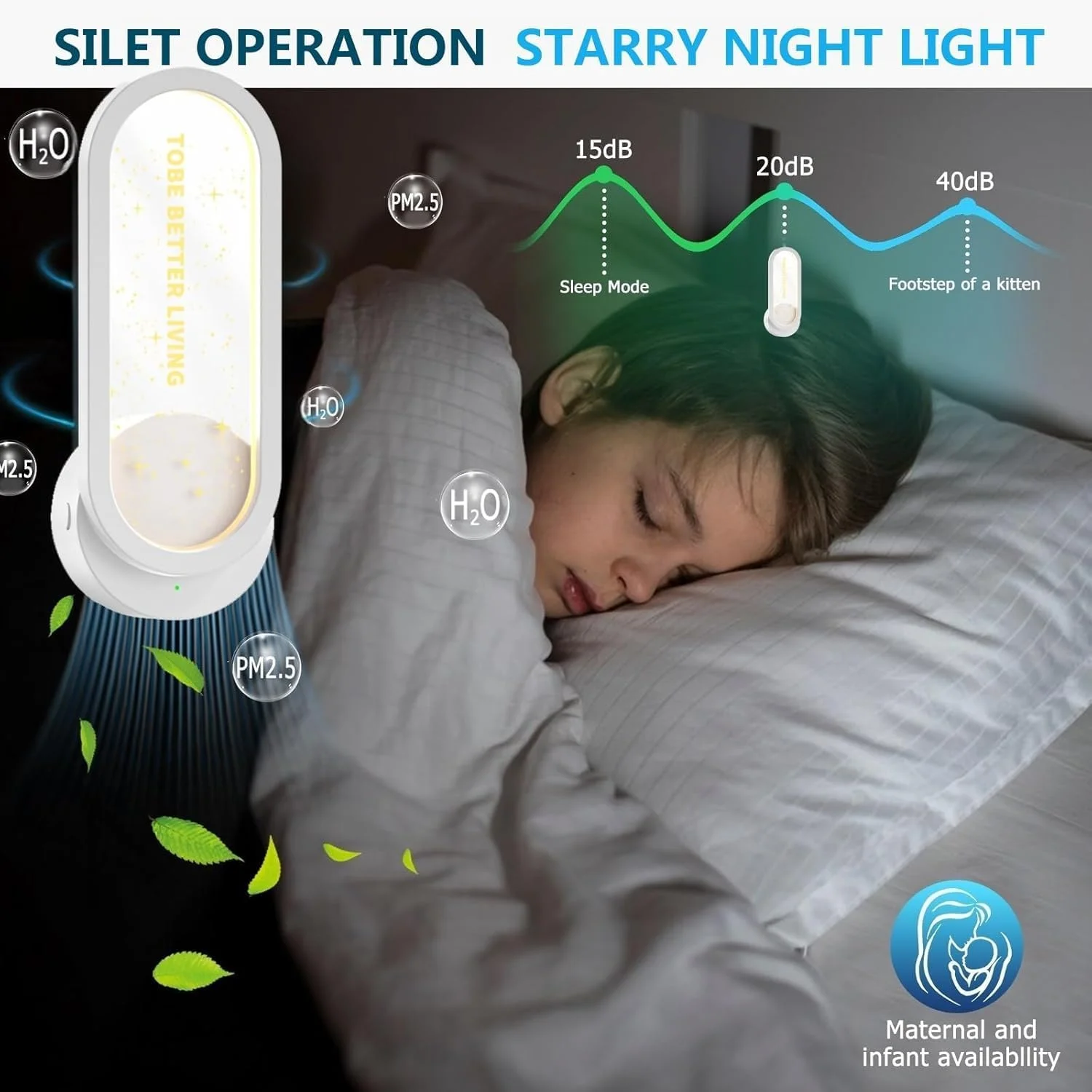 تصفیه کننده هوای کوچک پلاگین BIGTHREE، تصفیه کننده هوا 2 در 1 و چراغ خواب، پلاگین یونی قابل حمل برای بوهای حیوانات خانگی، دود و گرد و غبار، طراحی ستاره ای برای اتاق خواب، حمام و استفاده در هتل (پلاگین EU)