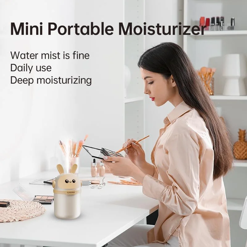 دستگاه تصفیه هوای کوچک قابل حمل، مرطوب کننده مینیاتوری طرح آتشفشان با چراغ خواب LED رنگی، مرطوب کننده شخصی USB برای خودرو، دفتر، اتاق خواب، مرطوب کننده مینی مسافرتی (مرطوب کننده طرح خرگوش)