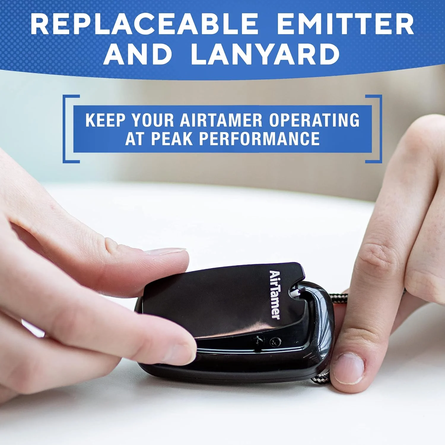 تصفیه کننده هوای قابل حمل و شارژی AirTamer A315 با تولید یون منفی | عملکرد اثبات شده، مشکی با کیف چرمی مشکی