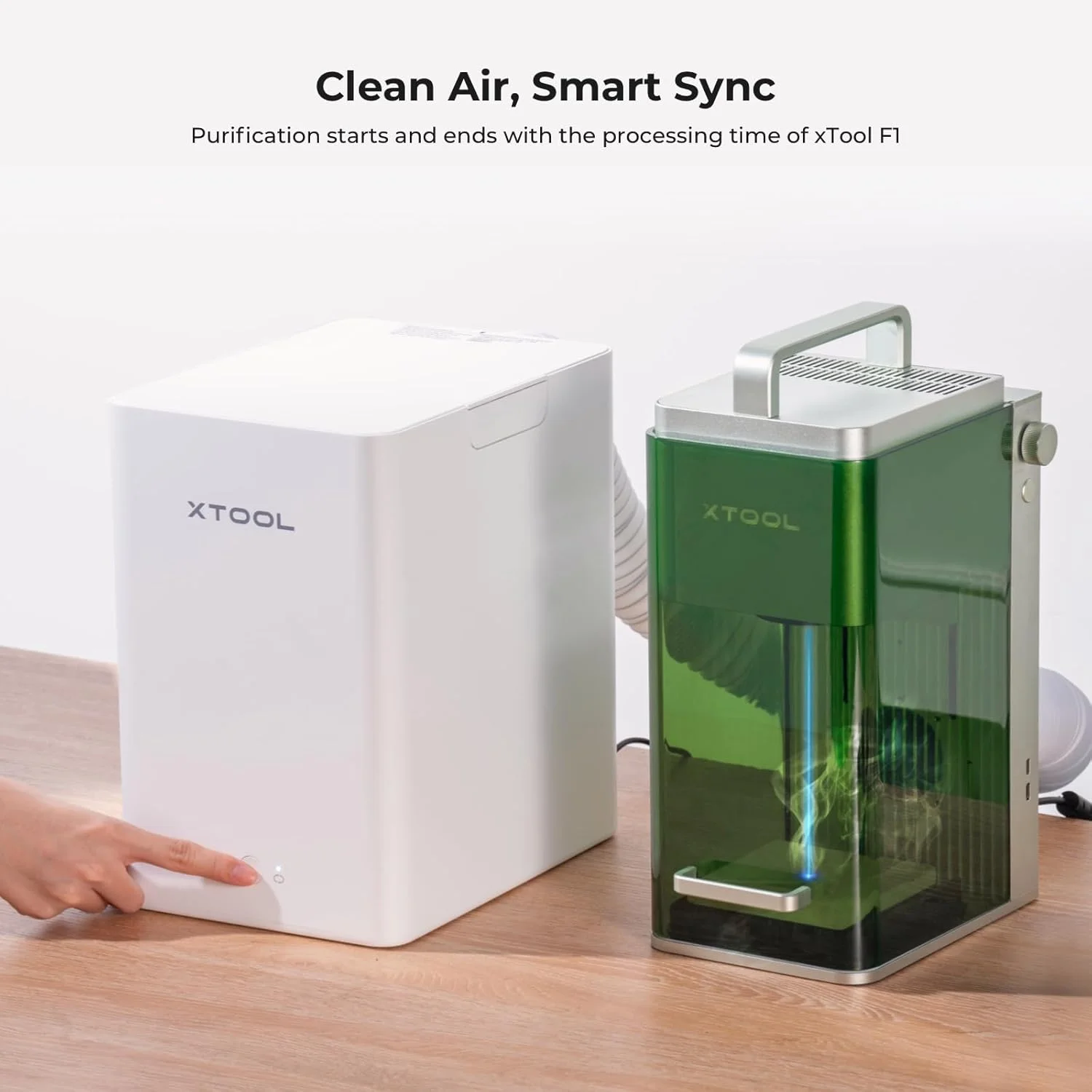 دستگاه تصفیه هوای رومیزی xTool F1، فیلتر دود با فیلتراسیون 3 لایه، تصفیه کننده هوای قابل حمل Hepa فقط برای حکاکی لیزری xTool F1، تصفیه کننده هوا برای حکاکی لیزری چوب و فلز دستگاه تصفیه هوای رومیزی xTool F1، فیلتر دود با فیلتراسیون 3 لایه، تصفیه کننده هوای قابل حمل Hepa فقط برای حکاکی لیزری xTool F1، تصفیه کننده هوا برای حکاکی لیزری چوب و فلز