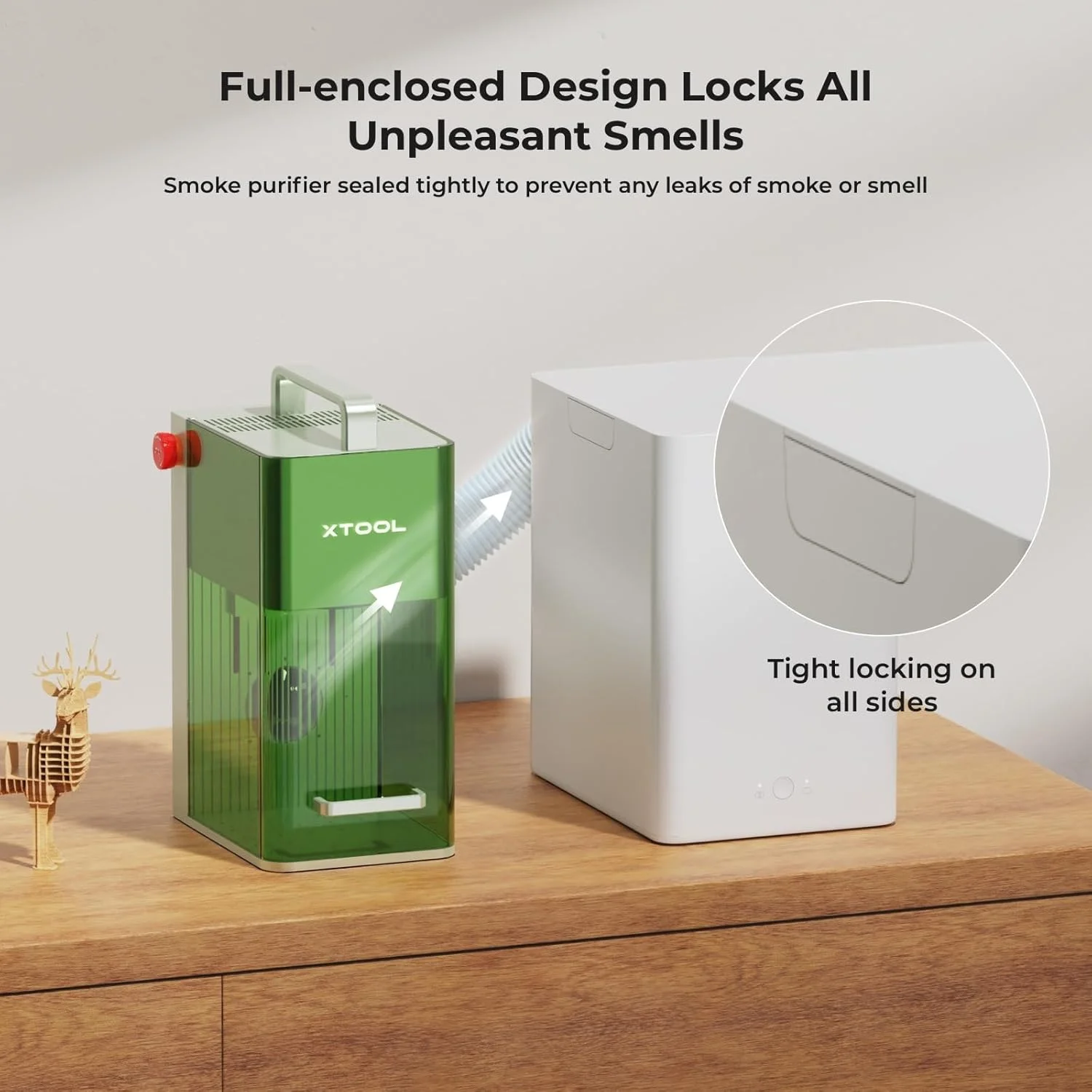 دستگاه تصفیه هوای رومیزی xTool F1، فیلتر دود با فیلتراسیون 3 لایه، تصفیه کننده هوای قابل حمل Hepa فقط برای حکاکی لیزری xTool F1، تصفیه کننده هوا برای حکاکی لیزری چوب و فلز دستگاه تصفیه هوای رومیزی xTool F1، فیلتر دود با فیلتراسیون 3 لایه، تصفیه کننده هوای قابل حمل Hepa فقط برای حکاکی لیزری xTool F1، تصفیه کننده هوا برای حکاکی لیزری چوب و فلز