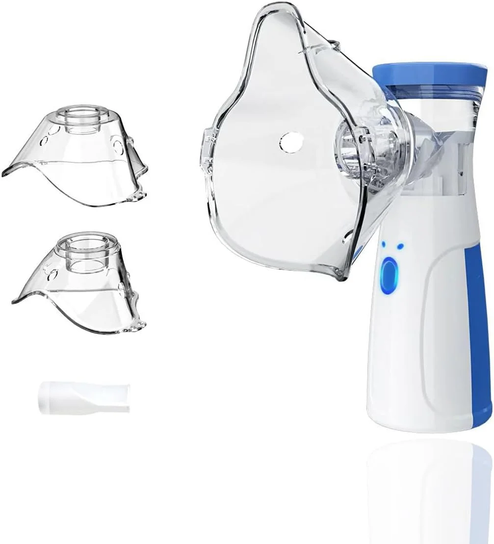 دستگاه نبولایزر اکسودین، مینی بخارساز قابل حمل، اتومایزر دستی برای بزرگسالان و کودکان، مرطوب کننده اولتراسونیک برای استفاده در خانه و مسافرت، استیم مش اینهالر (آبی ارتقا یافته 2024)