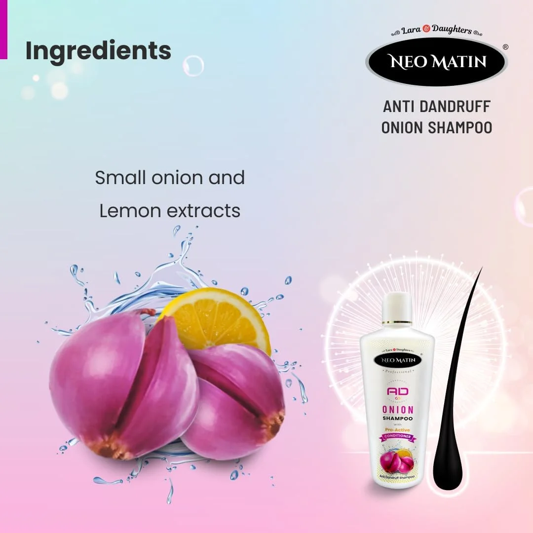 شامپو ضد شوره و ضد ریزش مو نئوماتین DB با عصاره لیمو و پیاز، پاک کننده خارش و پوسته سر ناشی از شوره، کاهش دهنده ریزش مو، 250 میلی لیتر