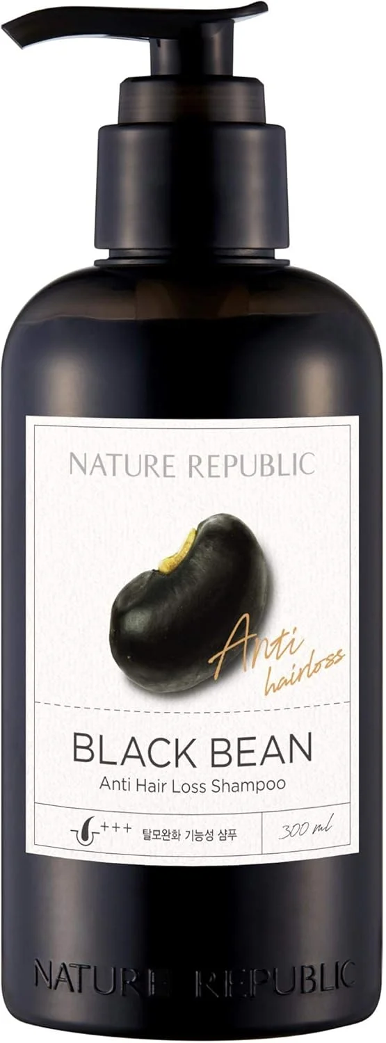 شامپو ضد ریزش مو حاوی بلک بین نیچر ریپابلیک - موثر برای موهای نازک و مو، درخشش، تغذیه، آبرسانی، براقیت 300 میلی لیتر