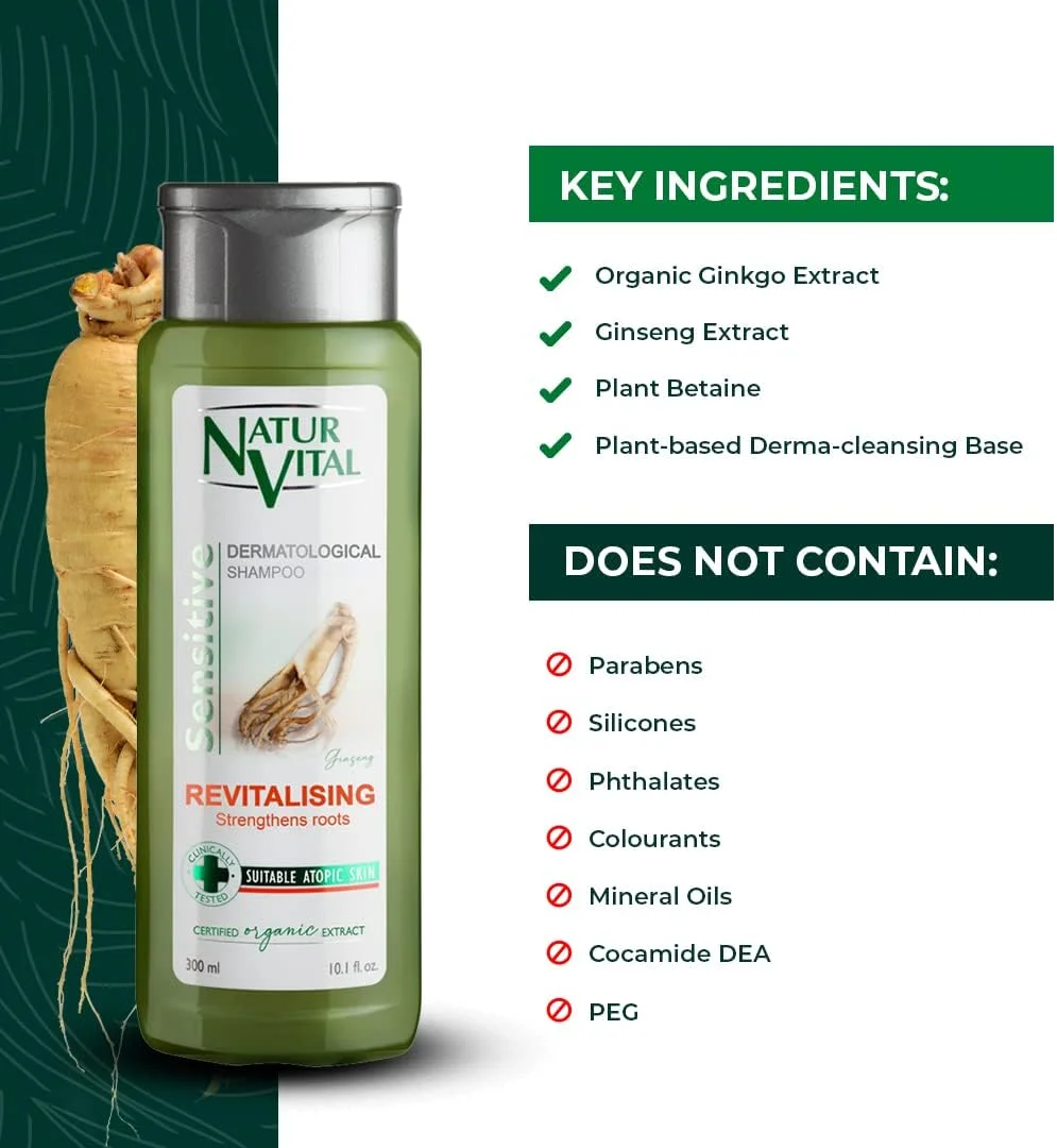 شامپو موی جینسینگ ناتور ویتال - احیا کننده - 300 میلی لیتر / طبیعی و ارگانیک شامپو موی جینسینگ ناتور ویتال - احیا کننده - 300 میلی لیتر / طبیعی و ارگانیک