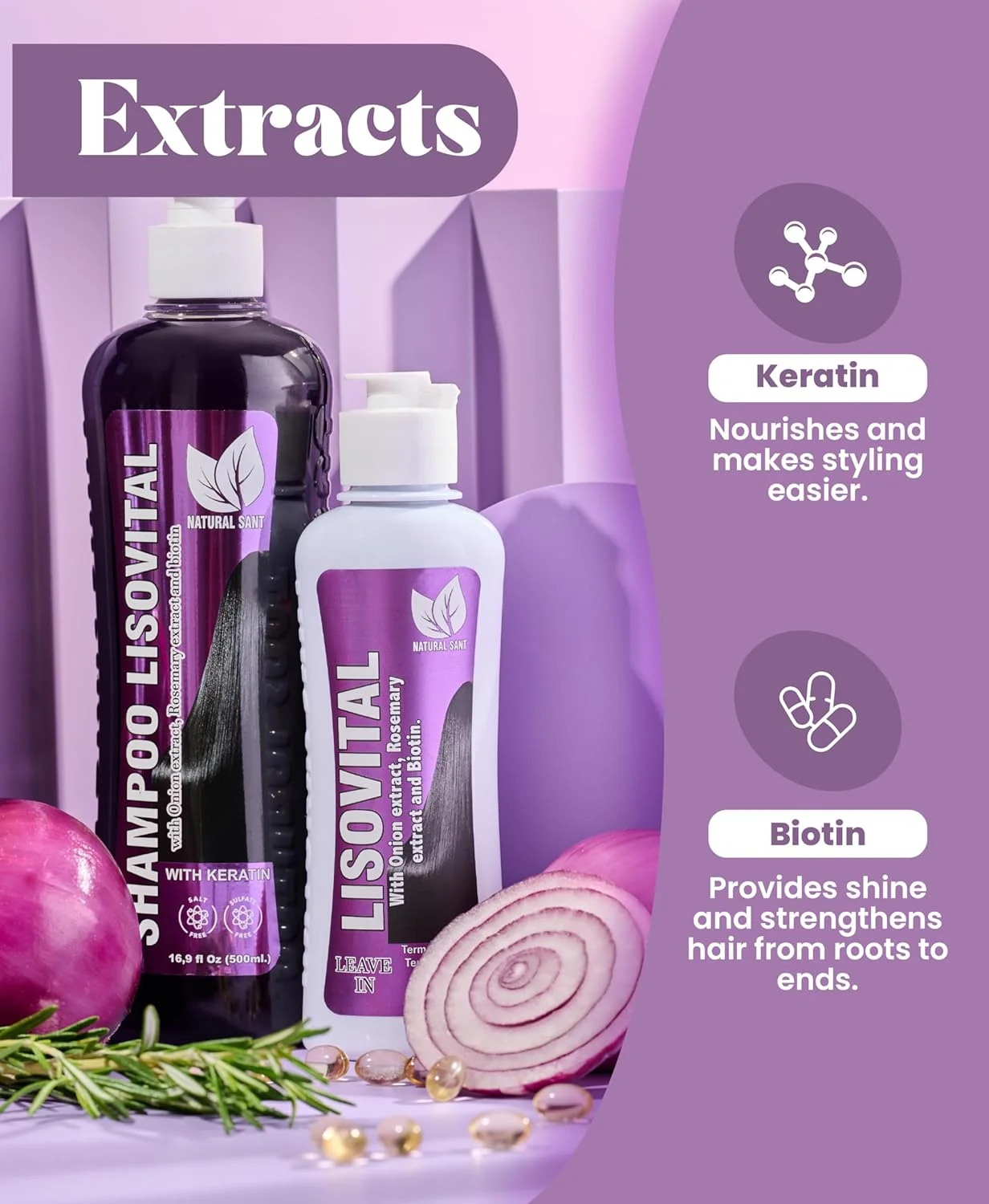 ست دوتایی نچرال سانت - Liso Vital - شامپو و نرم کننده مو، ضد وز، محافظ حرارت مو حاوی عصاره پیاز قرمز، بیوتین و رزماری ست دوتایی نچرال سانت - Liso Vital - شامپو و نرم کننده مو، ضد وز، محافظ حرارت مو حاوی عصاره پیاز قرمز، بیوتین و رزماری