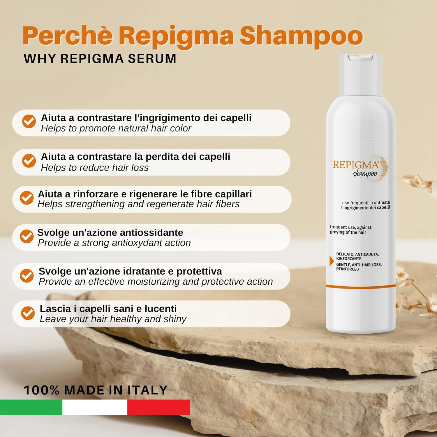 شامپو رپیگما لیکوفارما | تقویت کننده | ضد ریزش مو | مقابله با سفید شدن مو | کند کننده روند سفید شدن مو | 150 میلی لیتر