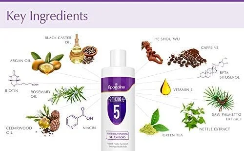 شامپو محرک رشد مو لیپوگین، کاملا طبیعی برای نازک شدن و شکستگی مو (بنفش) (473 میلی لیتر)