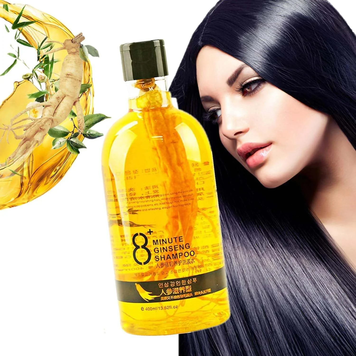 شامپو جینسینگ 8 دقیقه ای JANGOU، شامپو مغذی ریشه با عصاره جینسینگ، شامپو ضد ریزش مو، شامپو مرطوب کننده و مغذی جینسینگ برای رشد مو، جلوگیری از ریزش مو (2 عدد)