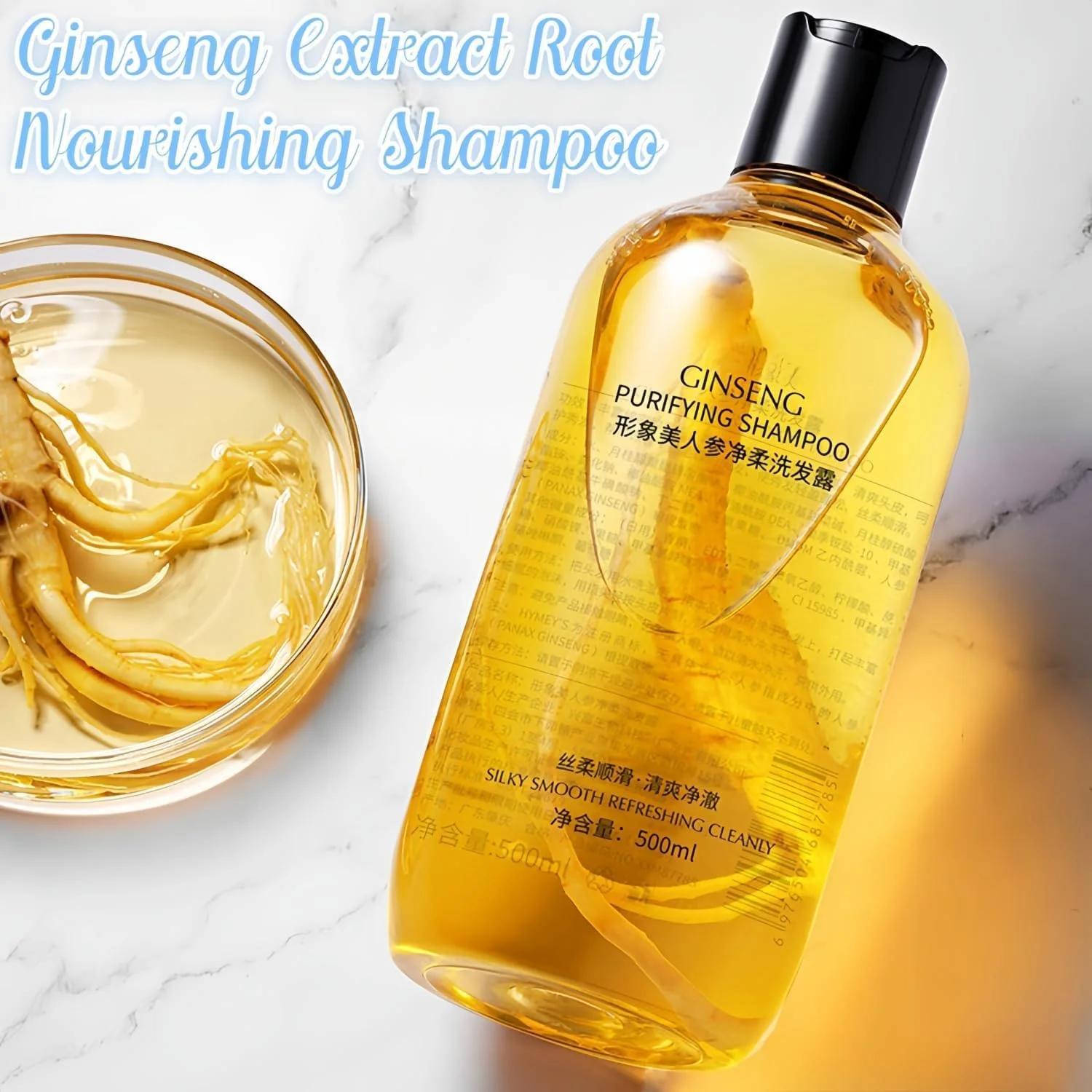 شامپو مغذی ریشه حاوی عصاره جینسینگ JANGOU، شامپو جینسینگ 8 دقیقه ای، شامپو ضد ریزش مو، شامپو 500 میلی لیتری ضد ریزش و تقویت کننده مو، شامپو مغذی و مرطوب کننده (2 عدد)