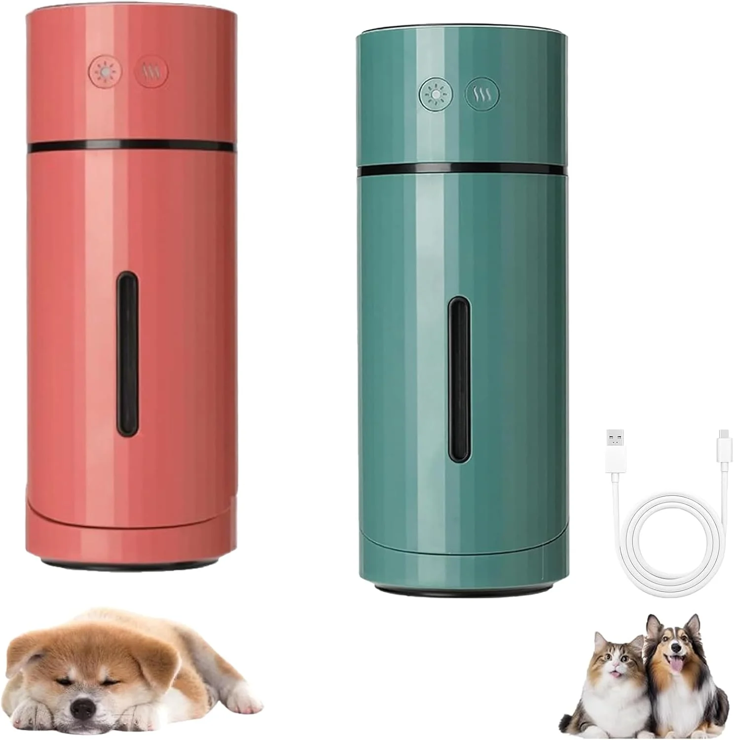 دستگاه بخور سگ Pawbreath 2.0 - 100% ایمن برای حیوانات خانگی، بدون خطر، دستگاه بخور سگ Minipaw با صدای بسیار کم / مه قابل تنظیم 90 درجه، محیطی مرطوب برای سگ ها ایجاد می کند (قرمز + سبز)