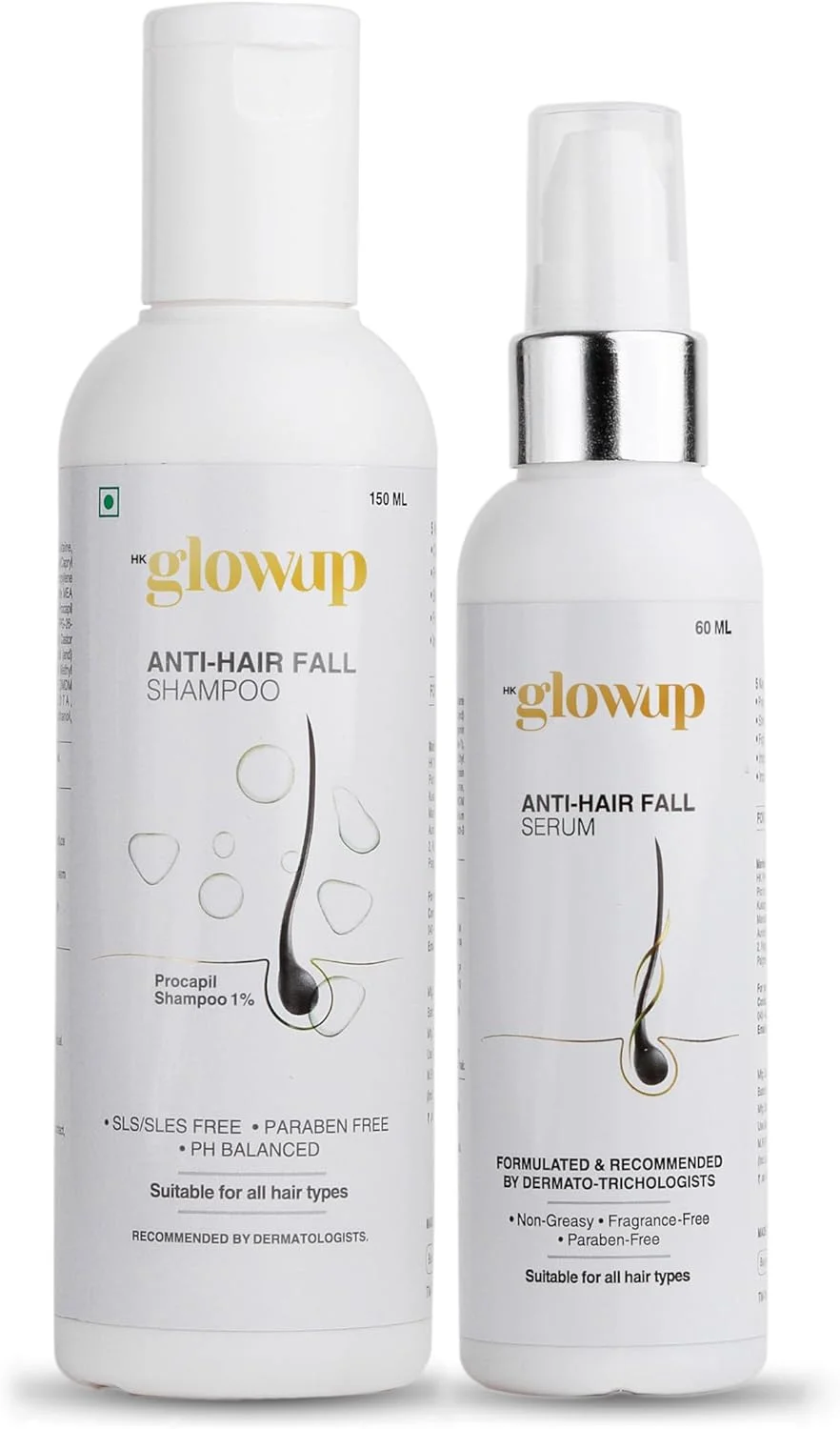 شامپو و سرم ضد ریزش مو HK Glowup، مناسب برای خانم ها و آقایان، برای انواع مو | تقویت موهای سالم | بدون پارابن و سولفات - شامپو (150 میلی لیتر) و سرم (60 میلی لیتر) شامپو و سرم ضد ریزش مو HK Glowup، مناسب برای خانم ها و آقایان، برای انواع مو | تقویت موهای سالم | بدون پارابن و سولفات - شامپو (150 میلی لیتر) و سرم (60 میلی لیتر)