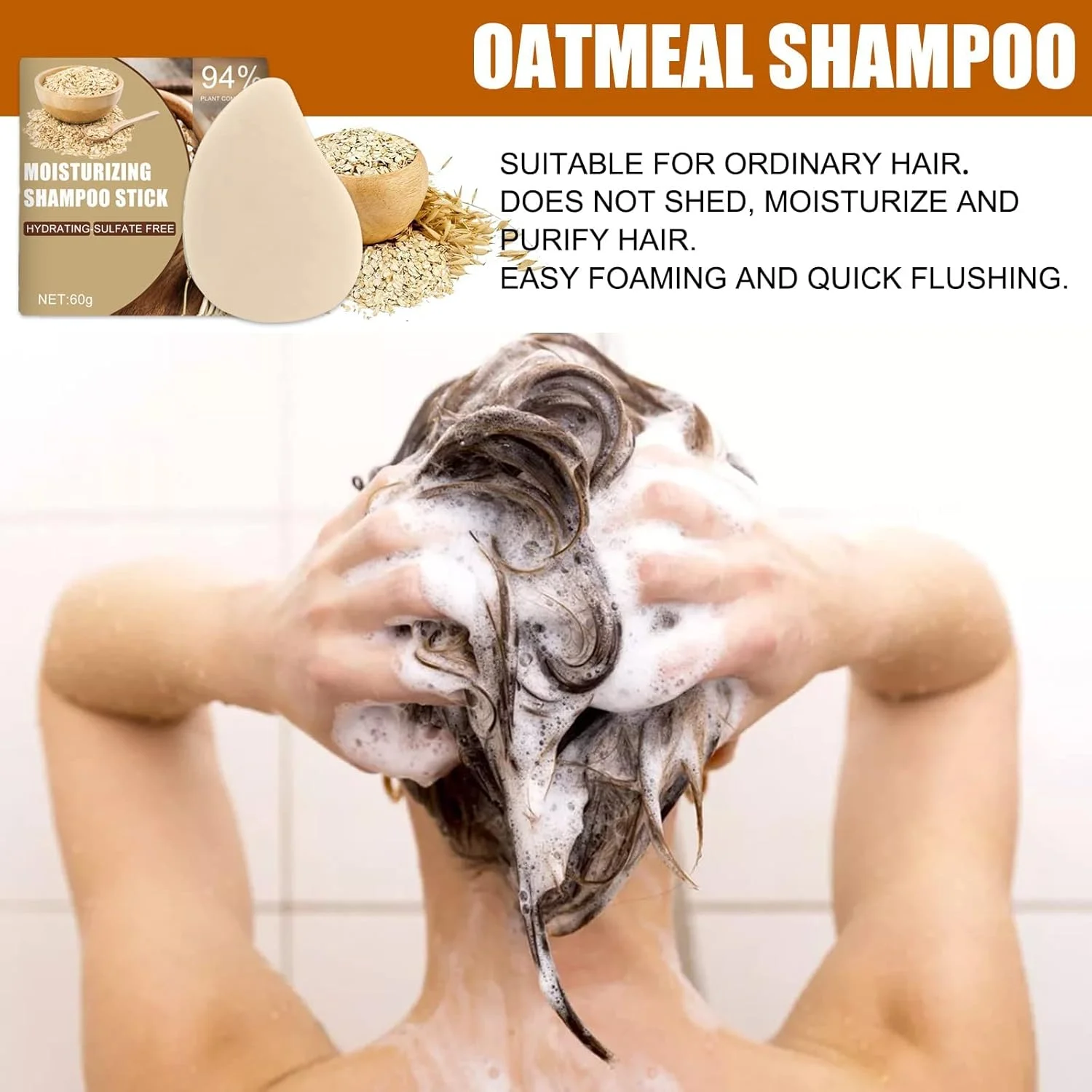 شامپو بار جو دوسر و برنج تقویت کننده مو QUAEDING Hairthentic، شامپو بار برنج ضد ریزش مو Originpro، استیک شامپو مرطوب کننده، شامپو بار برنج برای رشد مو (2 عدد)