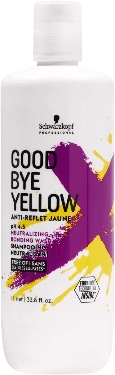 شامپو خنثی کننده زردی گودبای یلو - متعادل کننده رنگ مو برای از بین بردن رنگ های مسی و زرد - پاک کننده وگان حاوی رنگدانه های بنفش و آبی، 1000 میلی لیتر