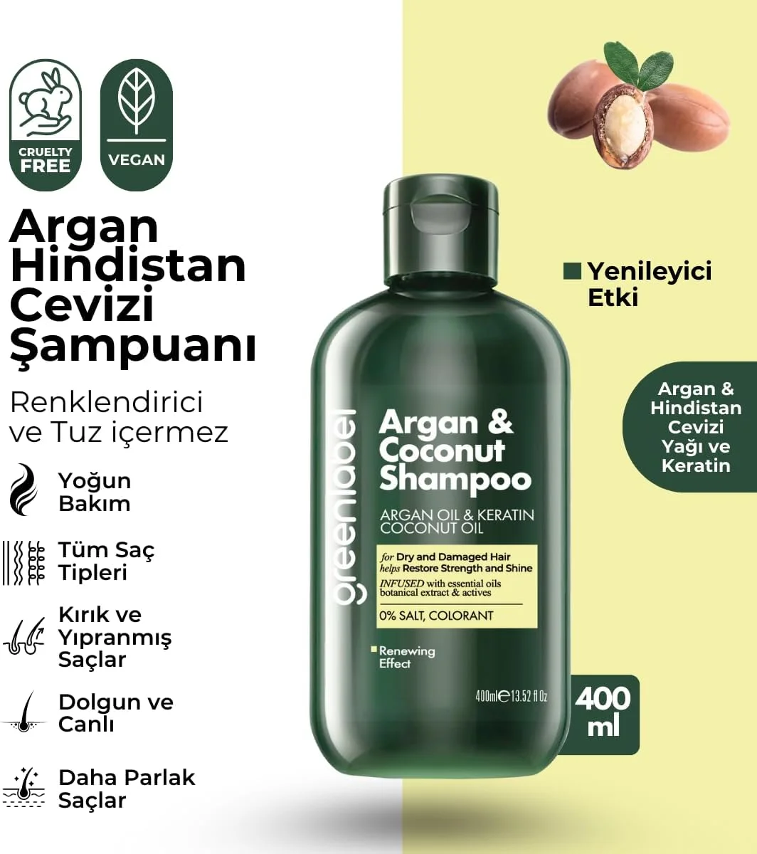 شامپو کراتین مغذی و ترمیم کننده مو حاوی روغن آرگان و عصاره نارگیل گرین لیبل - 400 میلی لیتر شامپو کراتین مغذی و ترمیم کننده مو حاوی روغن آرگان و عصاره نارگیل گرین لیبل - 400 میلی لیتر