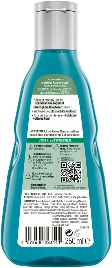 شامپو حجم دهنده و تقویت کننده موی مردانه Guhl – حجم: 250 میلی لیتر – نوع مو: نازک، ظریف، معمولی