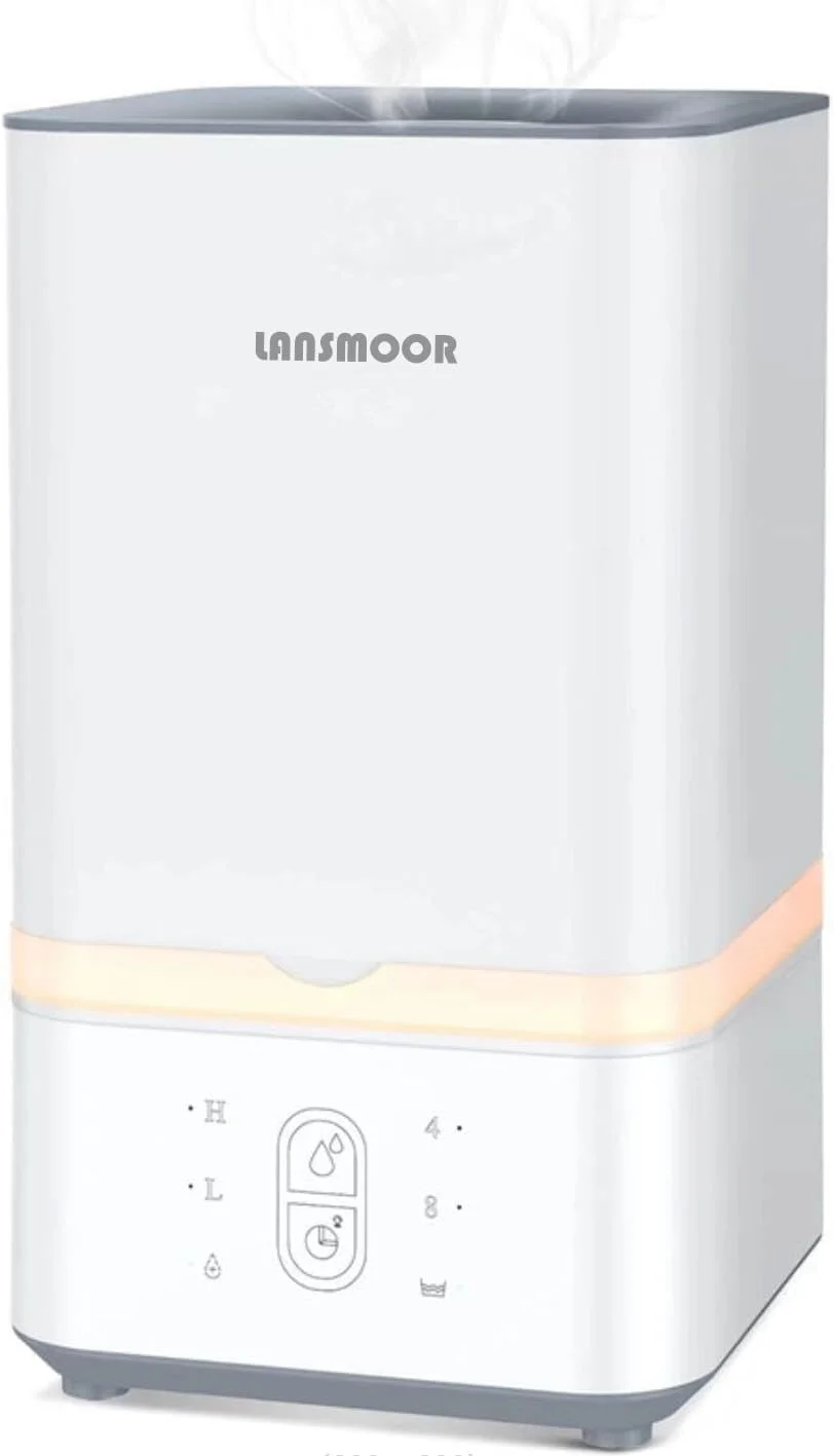 دستگاه بخور سرد 5 لیتری LansMoor مناسب اتاق خواب و اتاق کودک با چراغ شب، دستگاه بخور سرد برای خانه، دفتر کار، خاموشی خودکار، تا 40 متر مربع، پخش کننده اسانس روغن های ضروری اولتراسونیک با پر شدن آسان از بالا و عملکرد بی صدا