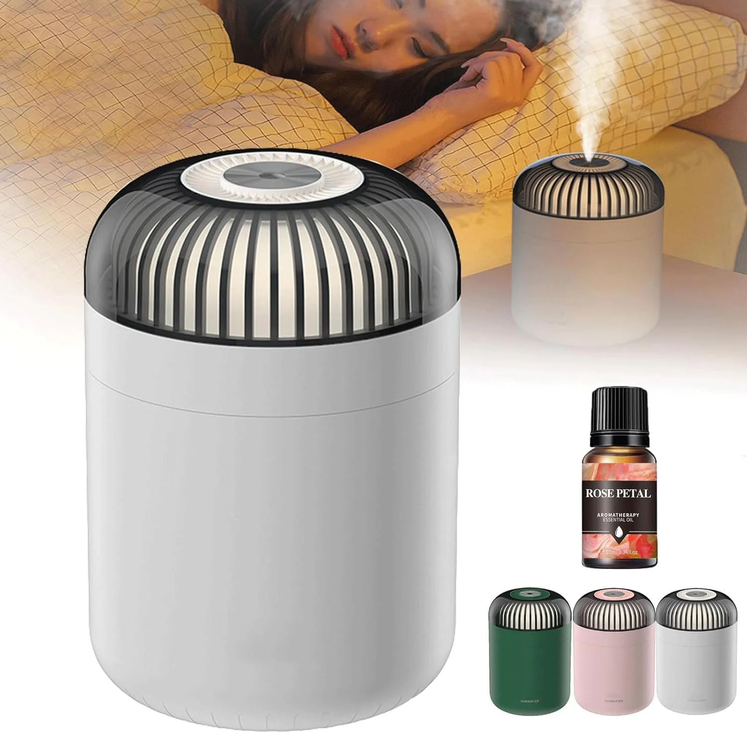 دستگاه بخور رومیزی Dreamzy مدل hwqsad مناسب اتاق خواب، دستگاه بخور Dreamzy، دستگاه بخور Dreamzy مناسب اتاق بزرگ، دستگاه بخور کوچک قابل حمل، دستگاه بخور رومیزی 500 میلی لیتری با مه سرد مناسب اتاق خواب (سفید)