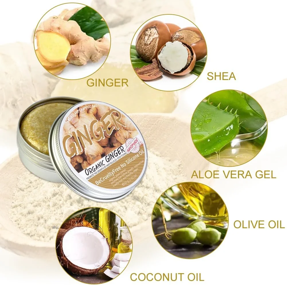 شامپو بار زنجبیلی - صابون شامپو زنجبیلی، صابون ضد ریزش مو و رشد مو، بار رشد مو، رشد مجدد مو با زنجبیل، شامپو جامد با تور صابون فوم