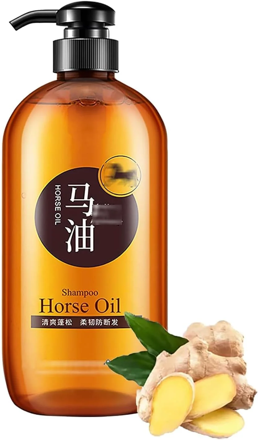 شامپو مغذی روغن اسب - شماره 1 ژاپن، شامپو مرطوب کننده و نرم کننده روغن اسب 300 میلی لیتر، شامپو رشد مو، شامپو ضد ریزش مو، شامپو مغذی ریشه حاوی عصاره جینسینگ