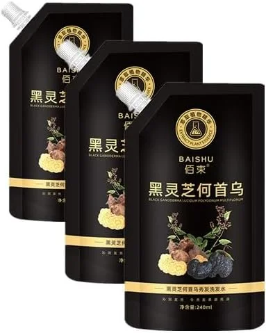 شامپو تقویت کننده و مغذی مو مشکی شاوو برای جلوگیری از ریزش مو، شامپو مغذی مو با عصاره گیاهی ریشه پولیگونوم مشکی، 3 عدد