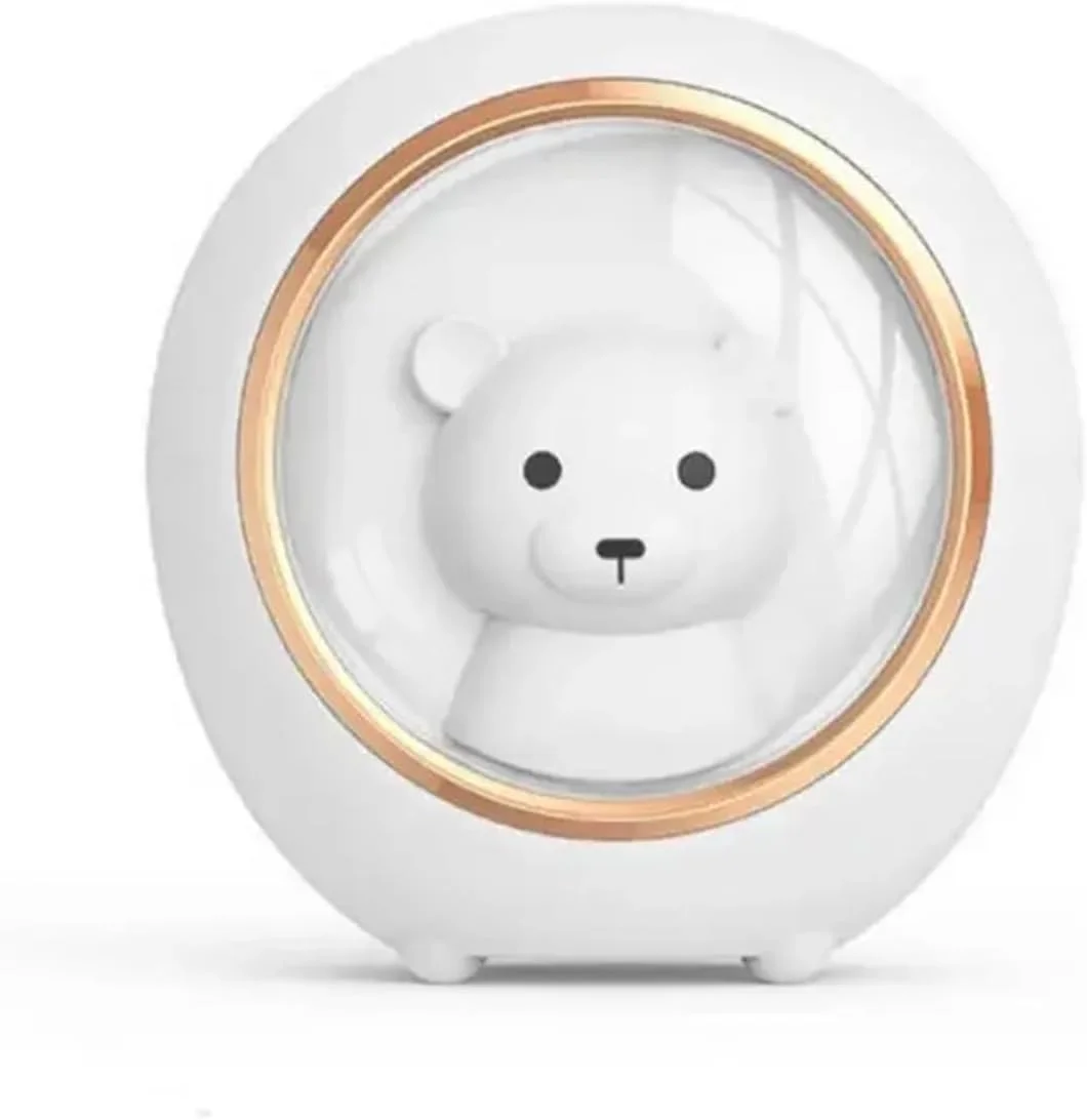 دستگاه بخور طرح خرس فضایی کارتونی بامزه - چراغ خواب شبانه فوق العاده بی صدا USB برای خانه و ماشین، برای کودکان و حیوانات خانگی (01)