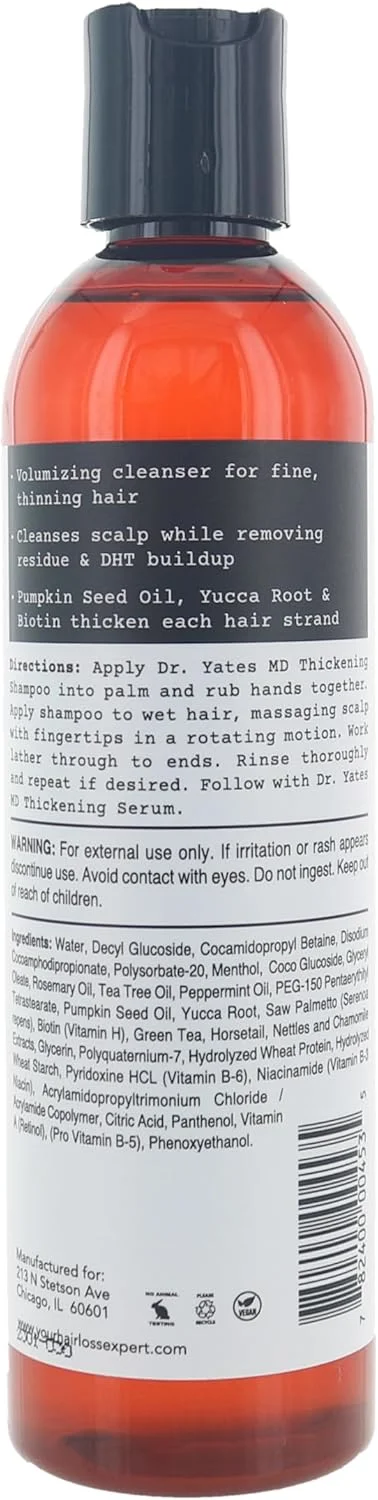 شامپو ضخیم کننده مو دکتر یتس MD hair + science، افزایش حجم و کمک به جلوگیری از ریزش مو، برای آقایان و بانوان (240 میلی لیتر) شامپو ضخیم کننده مو دکتر یتس MD hair + science، افزایش حجم و کمک به جلوگیری از ریزش مو، برای آقایان و بانوان (240 میلی لیتر)