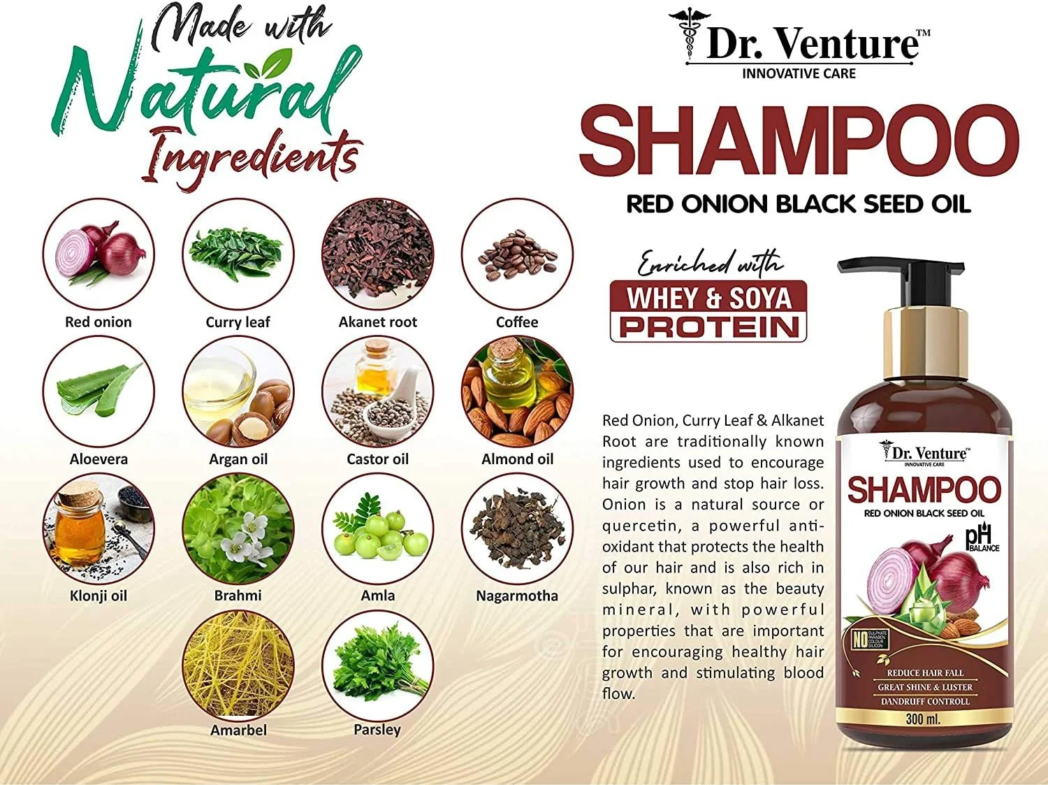 شامپو روغن پیاز قرمز و دانه سیاه دکتر ونچر برای رشد و تقویت مو و کنترل شوره سر، 300 میلی لیتر (بسته 2 عددی)، بدون پارابن، سولفات، رنگ و سیلیکون، مناسب برای خانم ها و آقایان شامپو روغن پیاز قرمز و دانه سیاه دکتر ونچر برای رشد و تقویت مو و کنترل شوره سر، 300 میلی لیتر (بسته 2 عددی)، بدون پارابن، سولفات، رنگ و سیلیکون، مناسب برای خانم ها و آقایان
