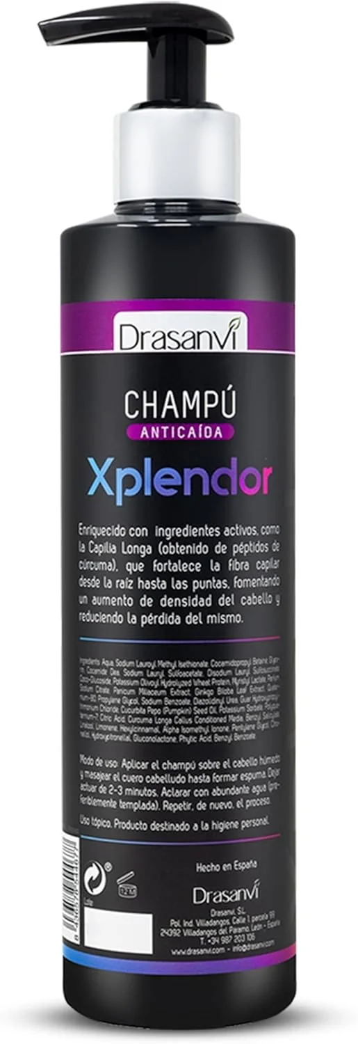 شامپو دراسانوی XPLENDOR - زردچوبه + جینکوبیلوبا + ارزن - تقویت کننده فیبر مو - کاهش ریزش مو تا 89% وگان - 300 میلی لیتر شامپو دراسانوی XPLENDOR - زردچوبه + جینکوبیلوبا + ارزن - تقویت کننده فیبر مو - کاهش ریزش مو تا 89% وگان - 300 میلی لیتر