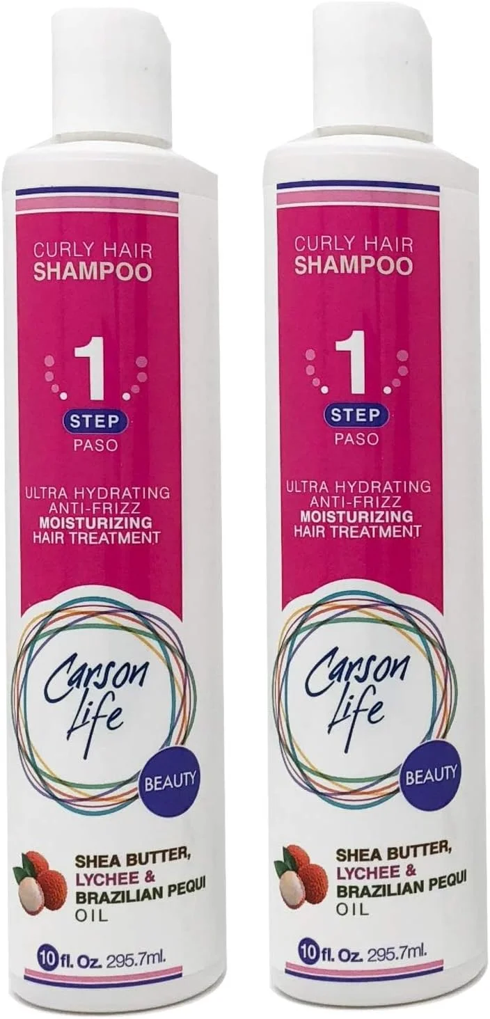 شامپو موی فر CARSON LIFE بدون پارابن و سولفات - 295 میلی لیتر - طراحی شده برای موهای فر و موج دار - حاوی شی باتر برای آبرسانی، ضد وز، درخشندگی و حالت دهی (2 عددی)
