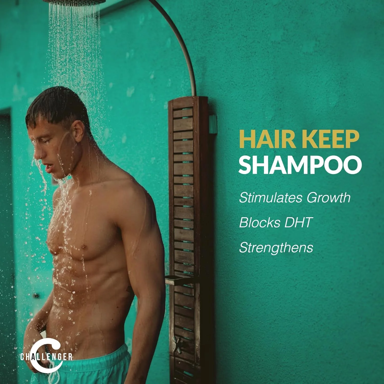 شامپو چلنجر (شامپو نگهدارنده مو) - شامپو 300 میلی لیتری جدید ضد ریزش مو - حاوی بایکاپیل، کاپیکسیل، هیر اسپا، کافئین، بیوتین، اسید هیالورونیک، تری پپتید مس 1، سائو پالمتو و موارد دیگر