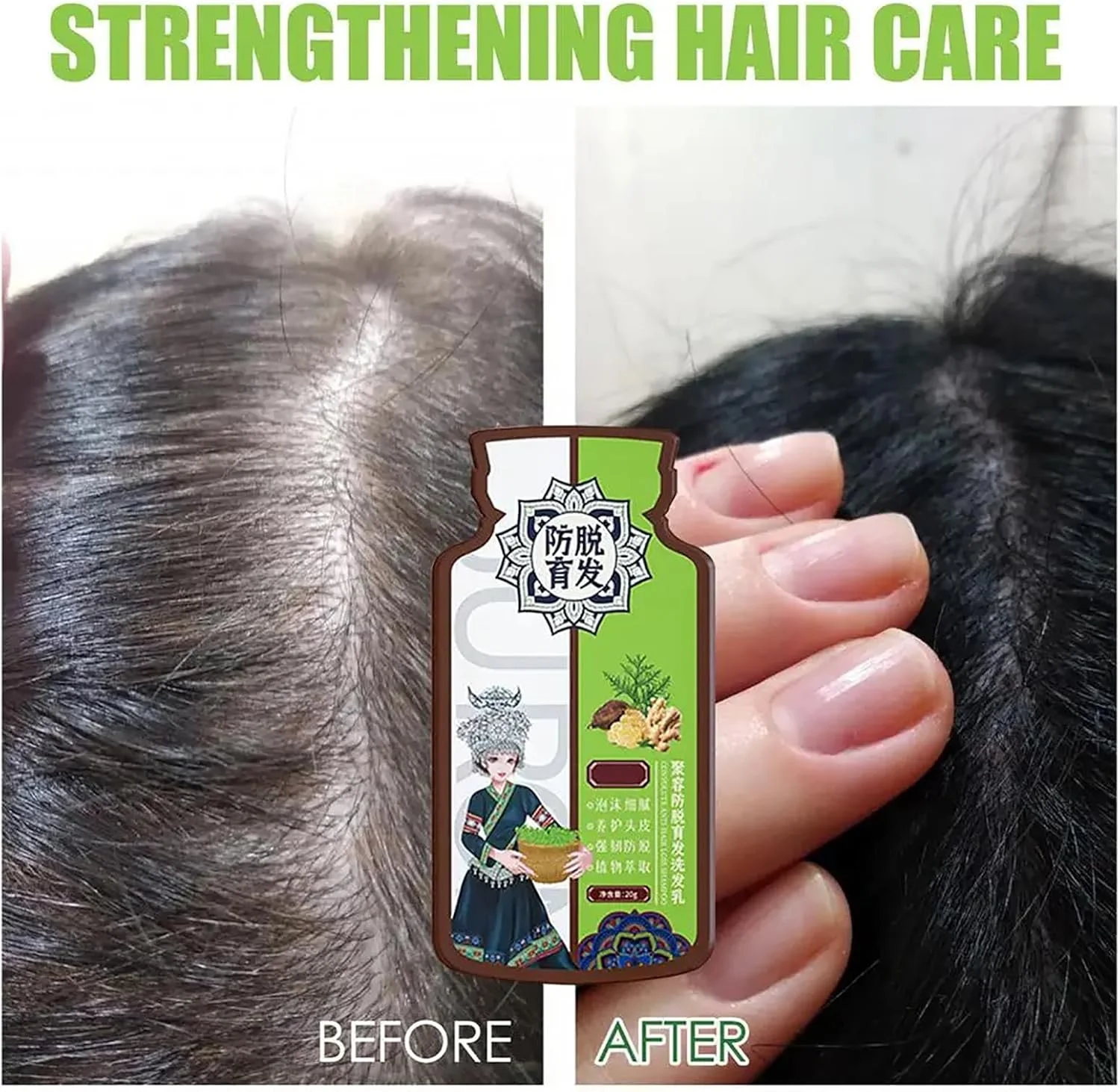 شامپو ضد ریزش مو زنجبیلی BONK، شامپو مو ضد ریزش مو با عصاره گیاه زنجبیل Polygonum Multiflorum، شامپو مراقبت از مو زنجبیلی