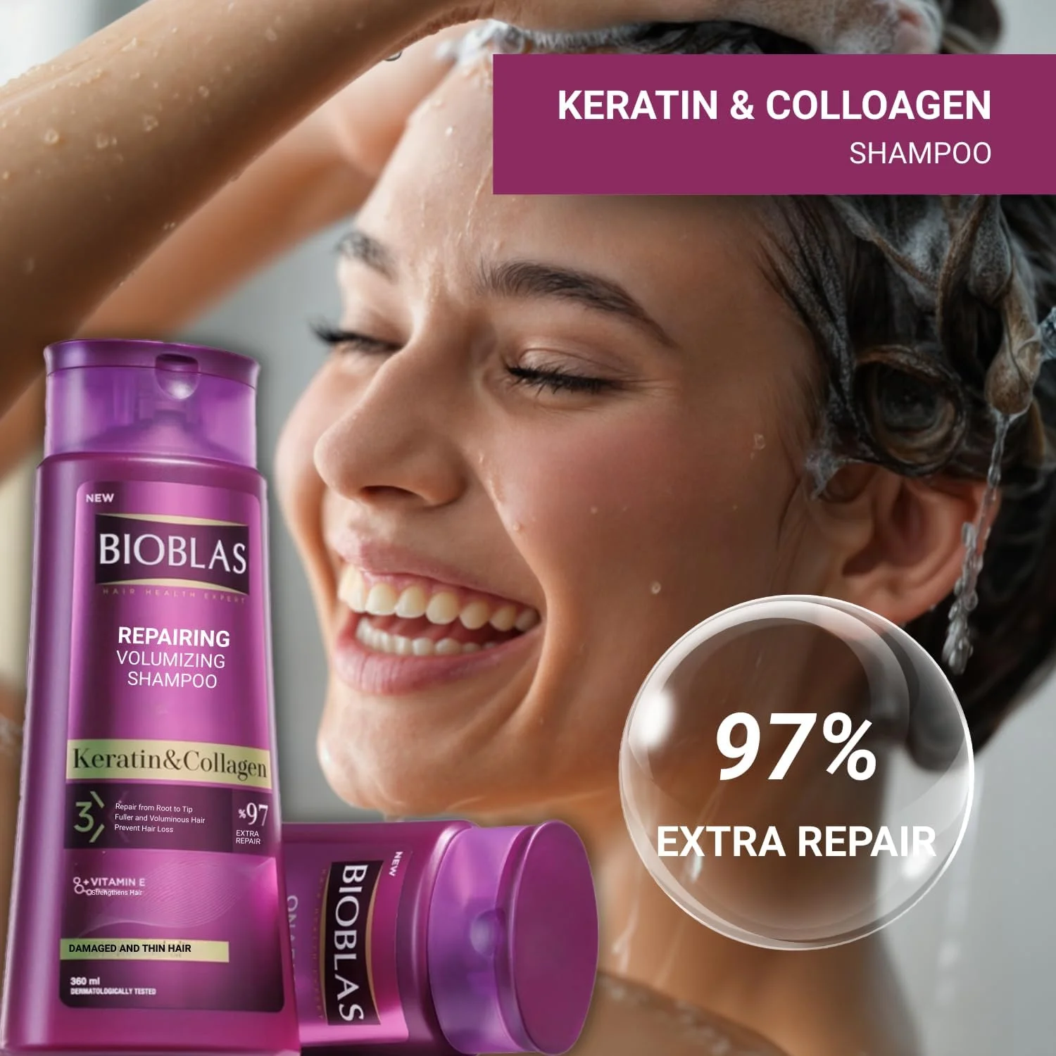 شامپو ضد ریزش مو کلاژن + کراتین بایوبلاس شامپو ضد ریزش مو کلاژن + کراتین بایوبلاس