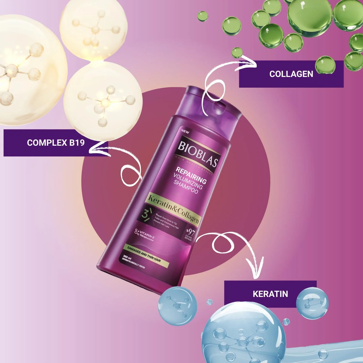 شامپو ضد ریزش مو کلاژن + کراتین بایوبلاس شامپو ضد ریزش مو کلاژن + کراتین بایوبلاس