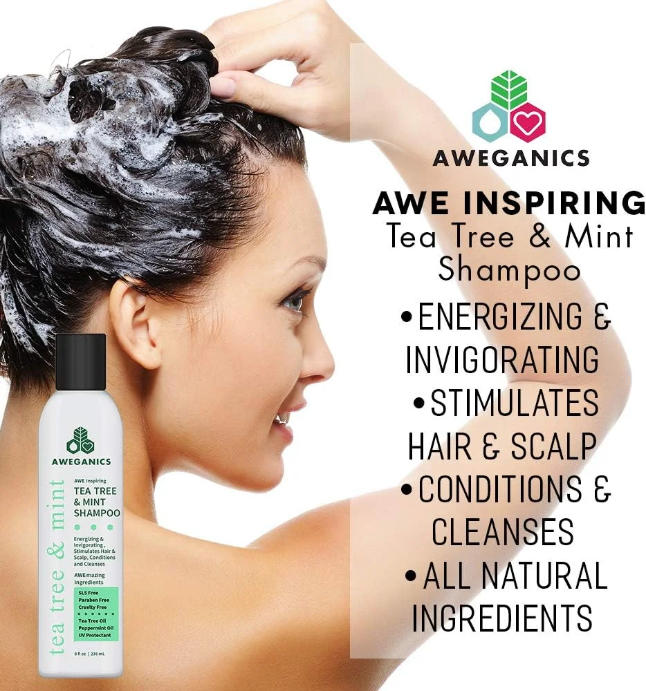 شامپو درخت چای و نعناع Aweganics - شامپوهای نعناع نیروبخش آروماتراپی طبیعی الهام بخش - خنک کننده، پاک کننده، مرطوب کننده - بدون الکل، بدون پارابن، بدون تست حیوانی، محافظ UV شامپو درخت چای و نعناع Aweganics - شامپوهای نعناع نیروبخش آروماتراپی طبیعی الهام بخش - خنک کننده، پاک کننده، مرطوب کننده - بدون الکل، بدون پارابن، بدون تست حیوانی، محافظ UV