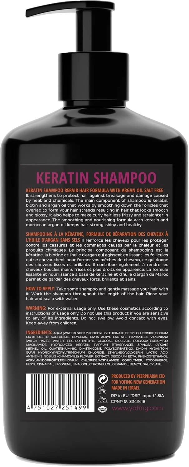 شامپو کراتین نسل جدید YOFING بدون نمک - حاوی روغن آرگان مراکشی و مواد معدنی دریای مرده برای موهای فر، مجعد و صاف، بدون سولفات شامپو کراتین نسل جدید YOFING بدون نمک - حاوی روغن آرگان مراکشی و مواد معدنی دریای مرده برای موهای فر، مجعد و صاف، بدون سولفات
