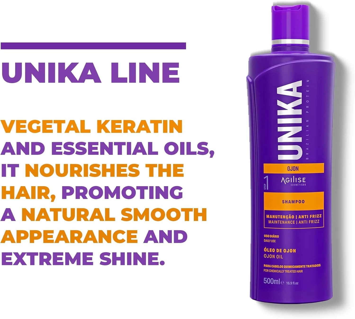 شامپو مراقبت از مو یونیکا 500 میلی لیتر - درمان کراتین برزیلی برای موهای تحت درمان شیمیایی - موهای ابریشمی، صاف و بدون وز - بدون سولفات، بدون پارابن - روغن اوجون، وگان - 500 میلی لیتر شامپو مراقبت از مو یونیکا 500 میلی لیتر - درمان کراتین برزیلی برای موهای تحت درمان شیمیایی - موهای ابریشمی، صاف و بدون وز - بدون سولفات، بدون پارابن - روغن اوجون، وگان - 500 میلی لیتر