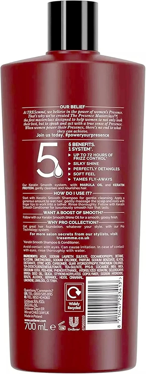 شامپو کراتین صاف کننده مو TRESemmé حاوی روغن مارولا، مجموعه حرفه ای - 700 میلی لیتر (24 اونس مایع) بسته 2 عددی شامپو کراتین صاف کننده مو TRESemmé حاوی روغن مارولا، مجموعه حرفه ای - 700 میلی لیتر (24 اونس مایع) بسته 2 عددی