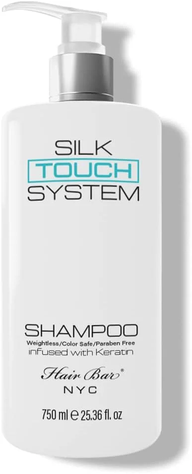شامپو صاف کننده کراتینه Silk Touch System - حاوی کراتین خالص و بیوتین، برای موهای رنگ شده و تحت درمان شیمیایی Hair Bar NYC 750ml