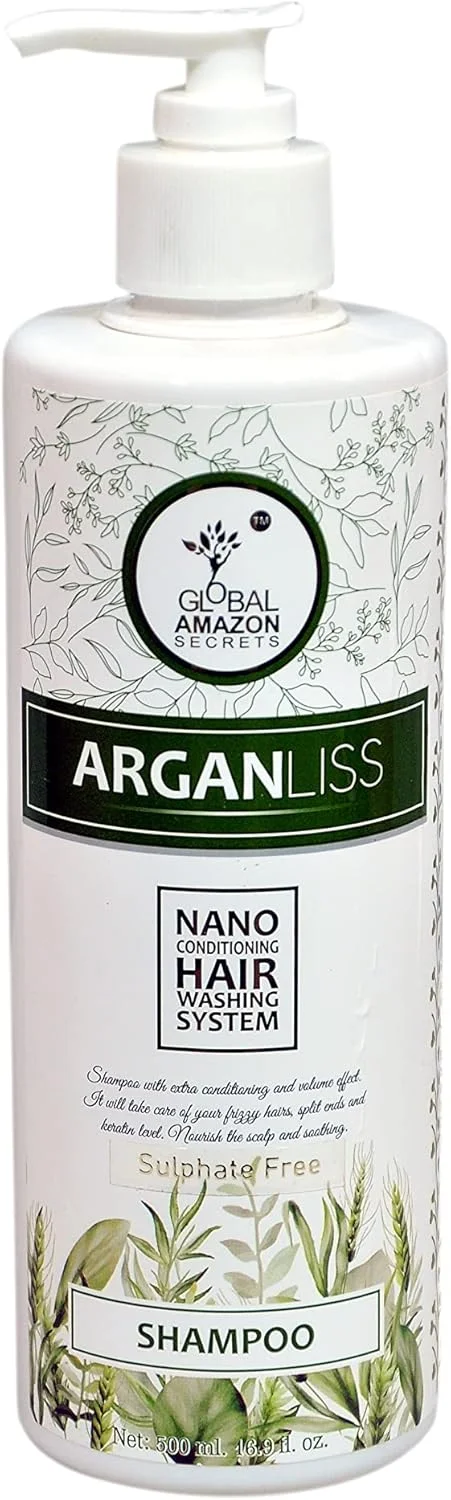 شامپو سیستم شستشوی موی کراتین پریمیوم آمازون گلوبال سکرتز آرگانلیس نانو نرم کننده مو برای درخشش مو | صاف کردن | کنترل وز | نرم کننده • برای آقایان و بانوان 500 میلی لیتر